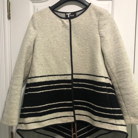 Wool blend black and white refined style jacket - Picture 1 of 5